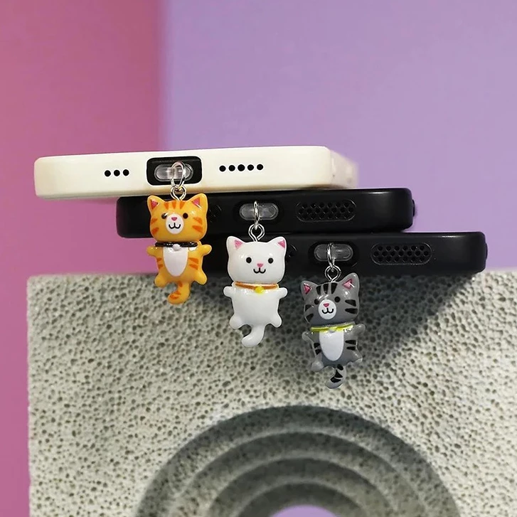 Tipo C Iphone Plug Protetor Poeira Gatinhos Pingente para Entrada Celular, Android Iphone Kindle Acessórios Usb Gato