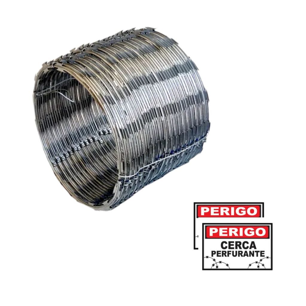Cerca concertina dupla clipada galvanizada 30cm 10 metros
