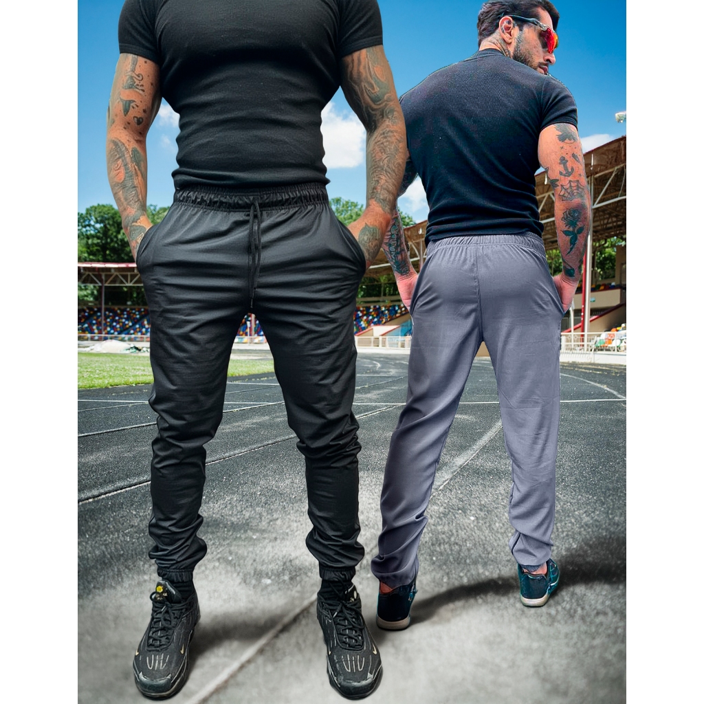 Calça Jogger Masculina Tech Treino Esportiva Bolsos Slim Casual Ziper na Barra Regulagem em Oferta na Shopee