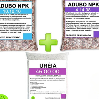 Kit Npk Cultivo 10.10.10 + 04.14.08 + Uréia Hortaliças Flores Rosas do Deserto Suculentas Adubo em Oferta na Shopee