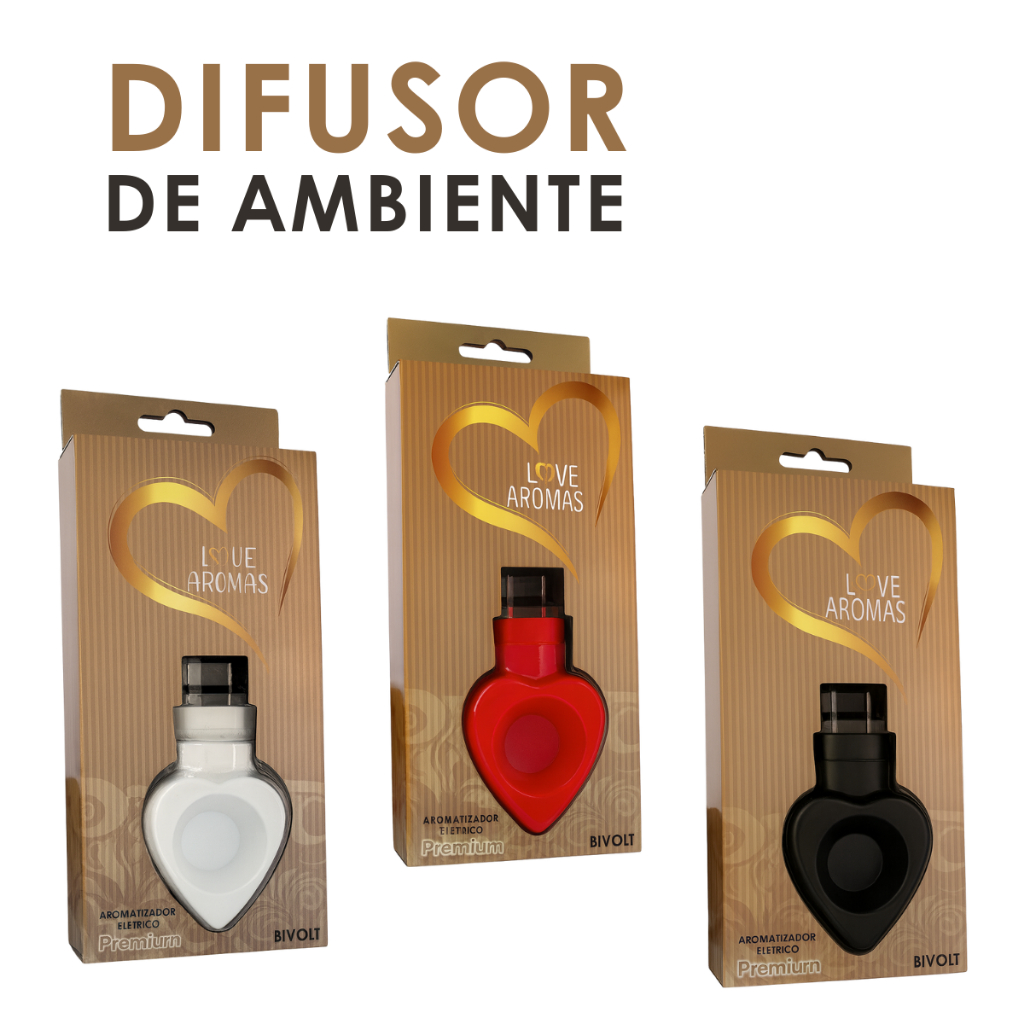 Difusor Elétrico De Ambientes Bivolt 10ml Formato de Coração Maior Poder de Exalação