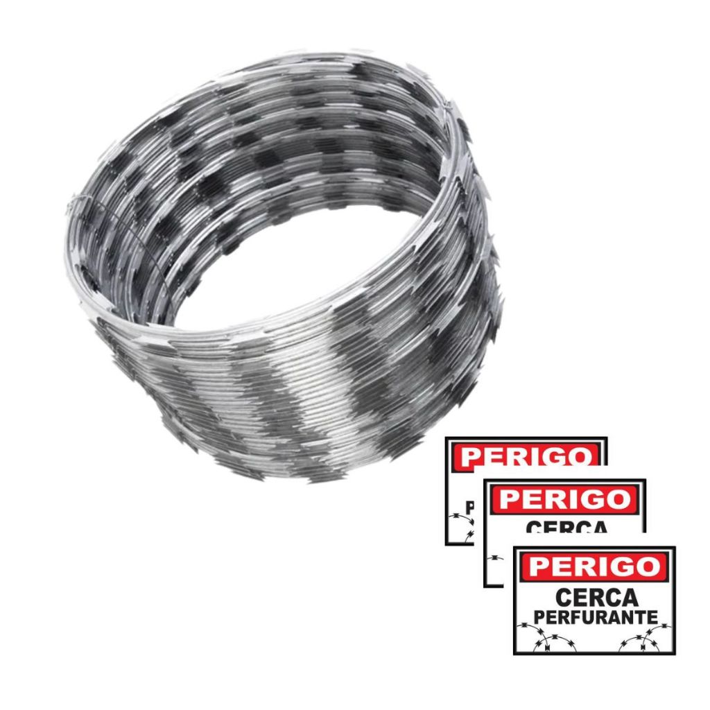 Cerca concertina dupla clipada galvanizada 30cm 20 metros