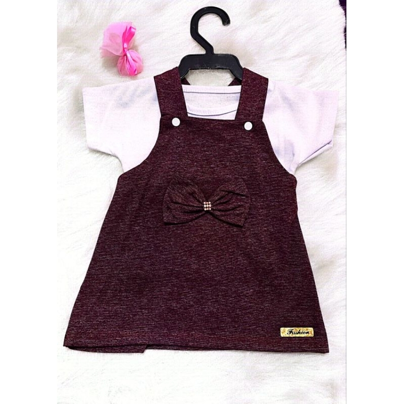 Vestido+Blusinha Branca, conjunto Baby Verão, Jardineira Menina 2 Peças, Jardineira com laço, conjunto vestido e blusa.