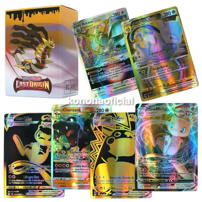 200 Pcs Cartas Pokemon Brilhantes VMAX Charizard Jogo de Batalha Coleção Cartas Raras Brinquedo Infantil Geek Presente