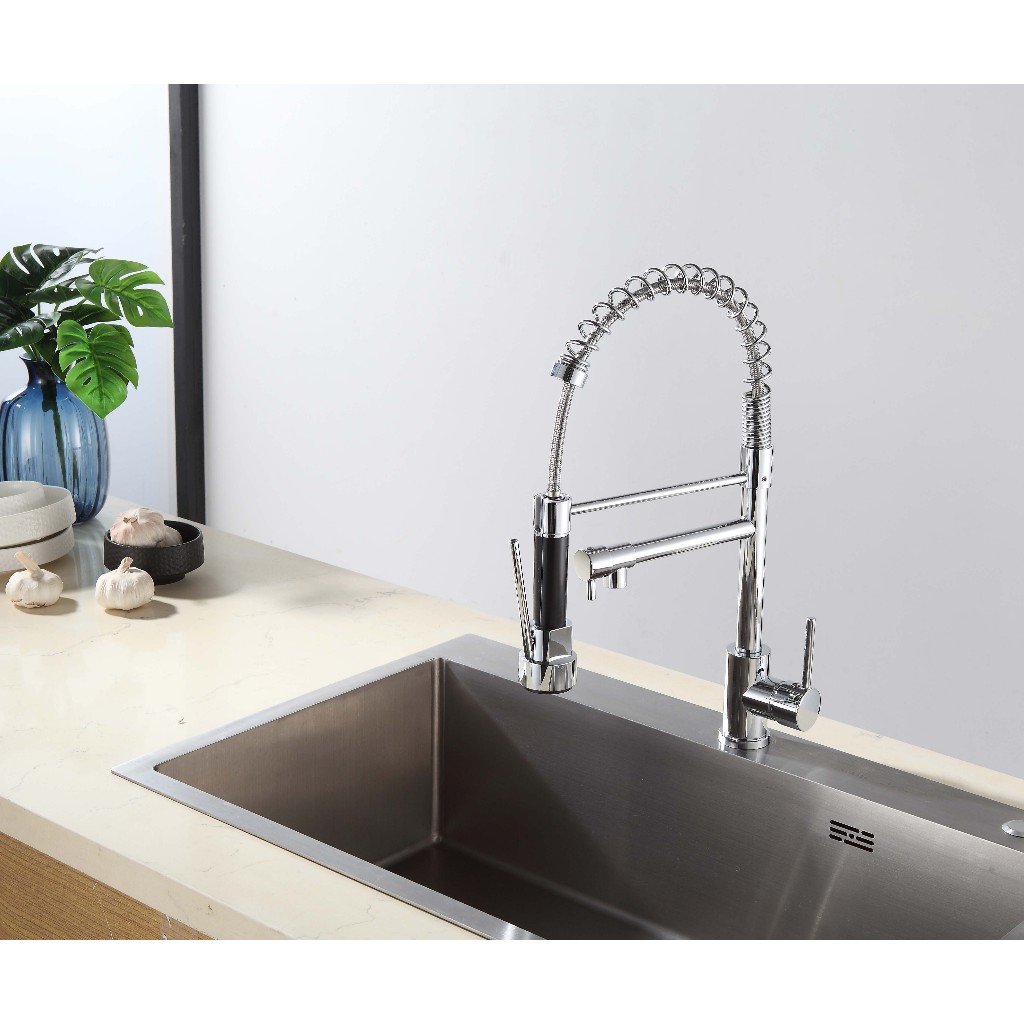 Torneira Cozinha Gourmet Monocomando Misturador Duplo Jato Com Extensor De Spray De Água Flexível