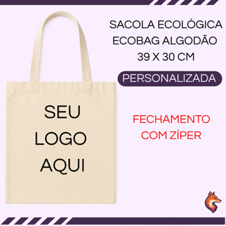 SACOLA ECOLOGICA ECOBAG 100% ALGODÃO CRU PERSONALIZADA 39X30 CM ESTAMPA EM DTF COM ZÍPER em Oferta na Shopee