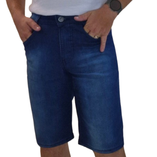 Bermuda Jeans masculina skinny com Elastano e Poliéster/ Short Masculino Jeans Slim com Elastano