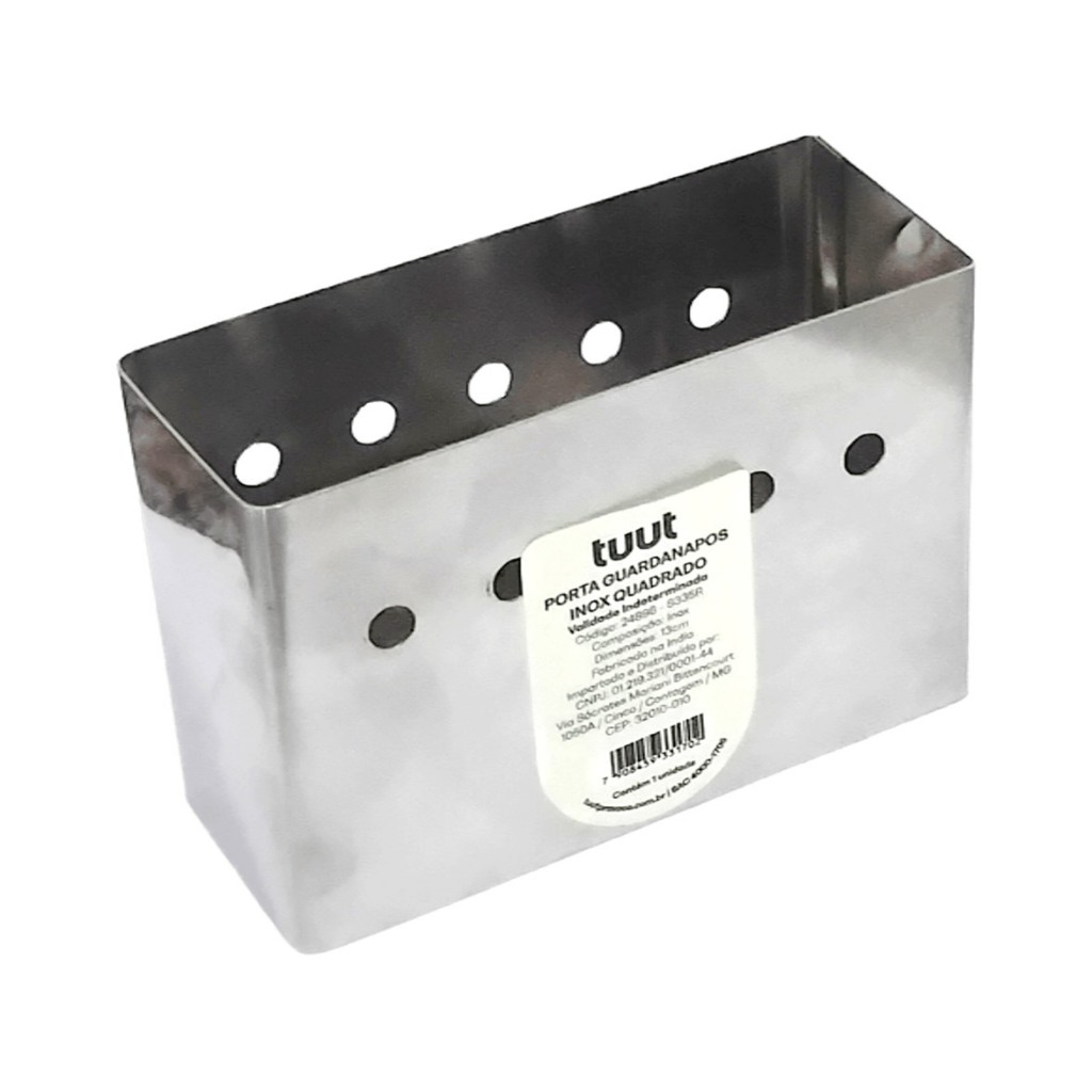 Porta Guardanapo Retangular Aço Inox 13x5x9cm Design Moderno