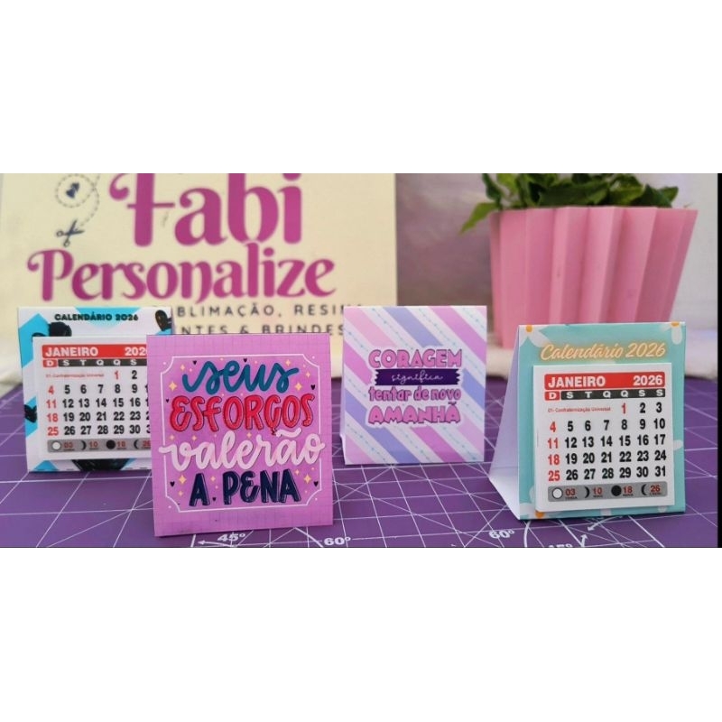 Mini Calendário de Mesa- Kit com 50/ 100 und -Personalizamos como você quiser