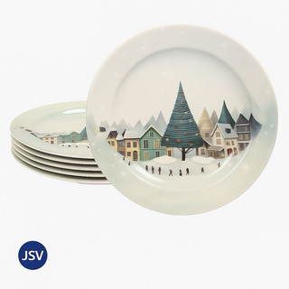 Kit 6 Pratos Sobremesa Natal 17,5cm Melamina – Mesa Posta Ceia Doces Bolos Tortas