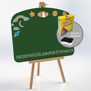 Lousa Quadro Verde Infantil com Cavalete + Giz Colorido e Apagador em Oferta na Shopee