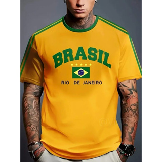Camiseta Masculina Brasil Selação Retrô Tetra Camisa 100% Algodão Lançamento em Oferta na Shopee