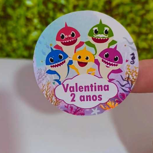 54 Adesivos 5x5 Baby Shark Menina  Personalizados-Etiquetas-Aniversário-Lembrancinhas- Adesivos Para Tubetes-Latinhas
