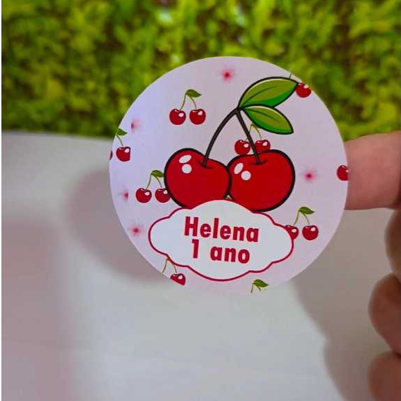 54 Adesivos 5x5 Cereja Cerejinha Personalizados-Etiquetas-Aniversário-Lembrancinhas- Adesivos Para Tubetes-Latinhas