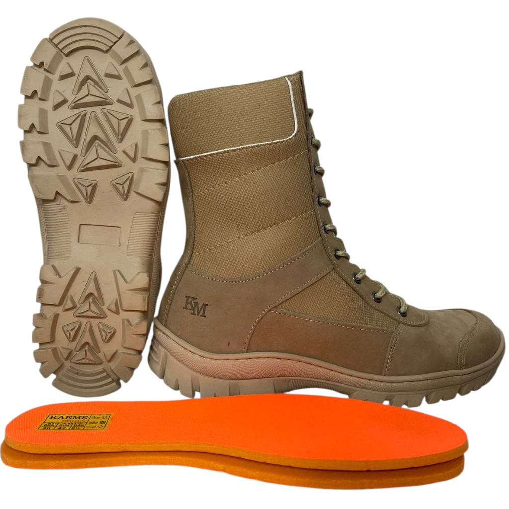 Bota Coturno tática militar couro legitimo masculino feminina exército confortável cor areia e preto