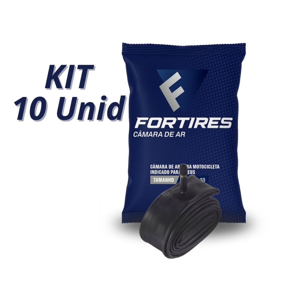 Câmara De Ar Moto Fortires Aro 14 Traseiro Biz Pop 80/100-14 Pacote com 10 unidades