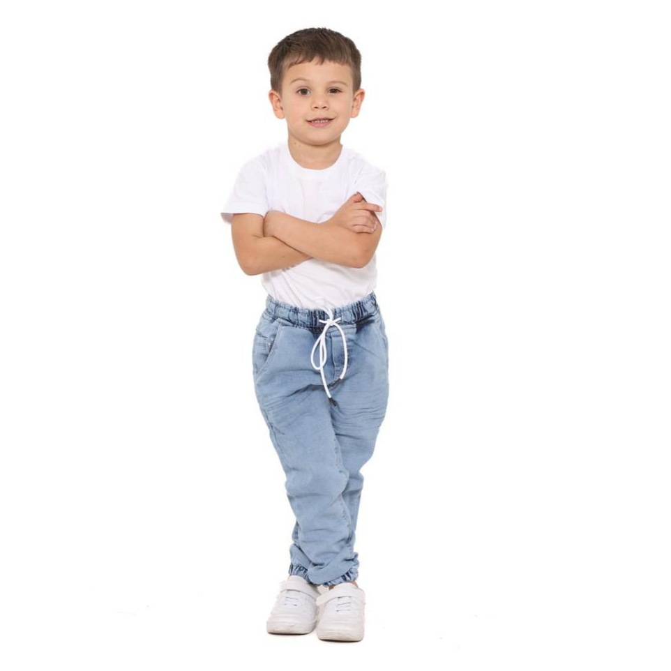Calça Jogger Clara Jeans de Menino Masculina Infantil Denim 01 ano até 16 anos Cordão Cintura Elástica