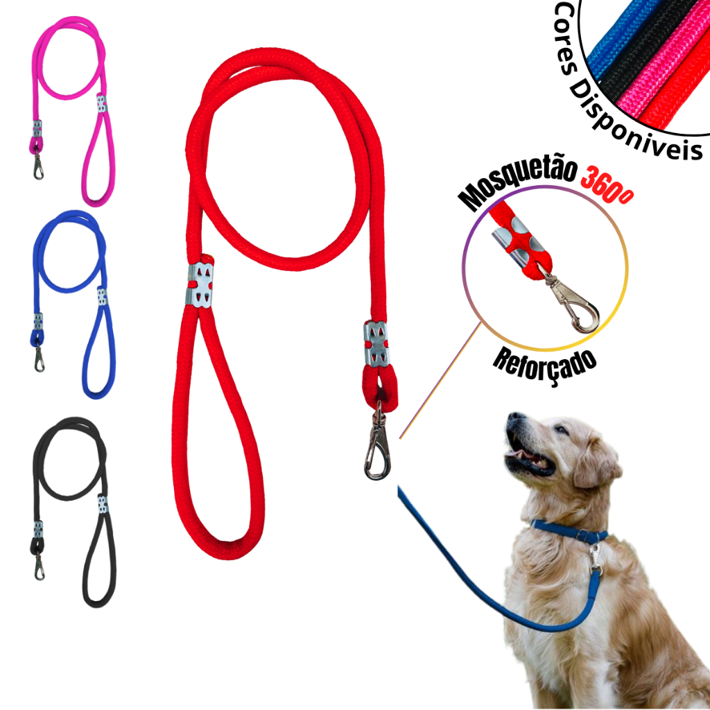 Guia de Cachorro Corda Reforçada 8mm 1 Metro Com Mosquetão Banho e Tosa em Oferta na Shopee