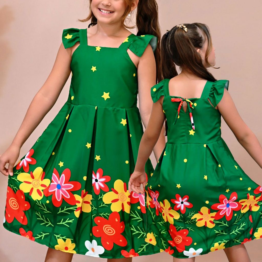 Vestido Infantil Menina Junino Casual Estampado Festa Princesa Alegre Confortável