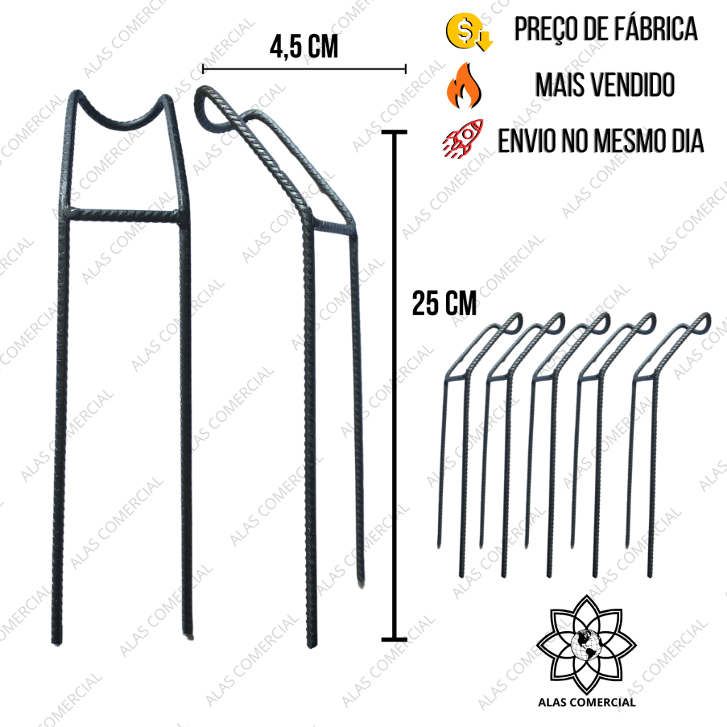 Kit 5 Suportes 24cm Apoio Vara Pesca Aço Reforçado p/ Barranco Pesqueiro - Não Entorta em Oferta na Shopee