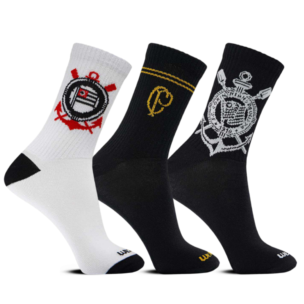 3 Pares De Meias Cano Curto Do Corinthians em Oferta na Shopee