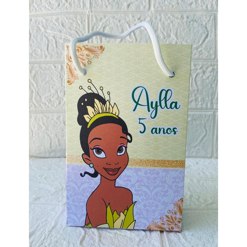 Sacolinha Surpresa Personalizada Tiana A Princesa e o Sapo com Alça PEGUE E MONTE