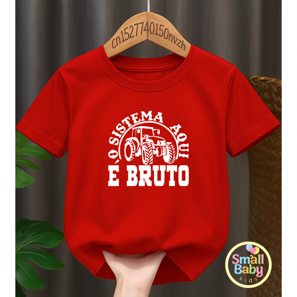 Camiseta Infantil Juvenil Unissex Aqui o Sistema é Bruto Moda Country Cavalgada Moda Gringa em Oferta na Shopee