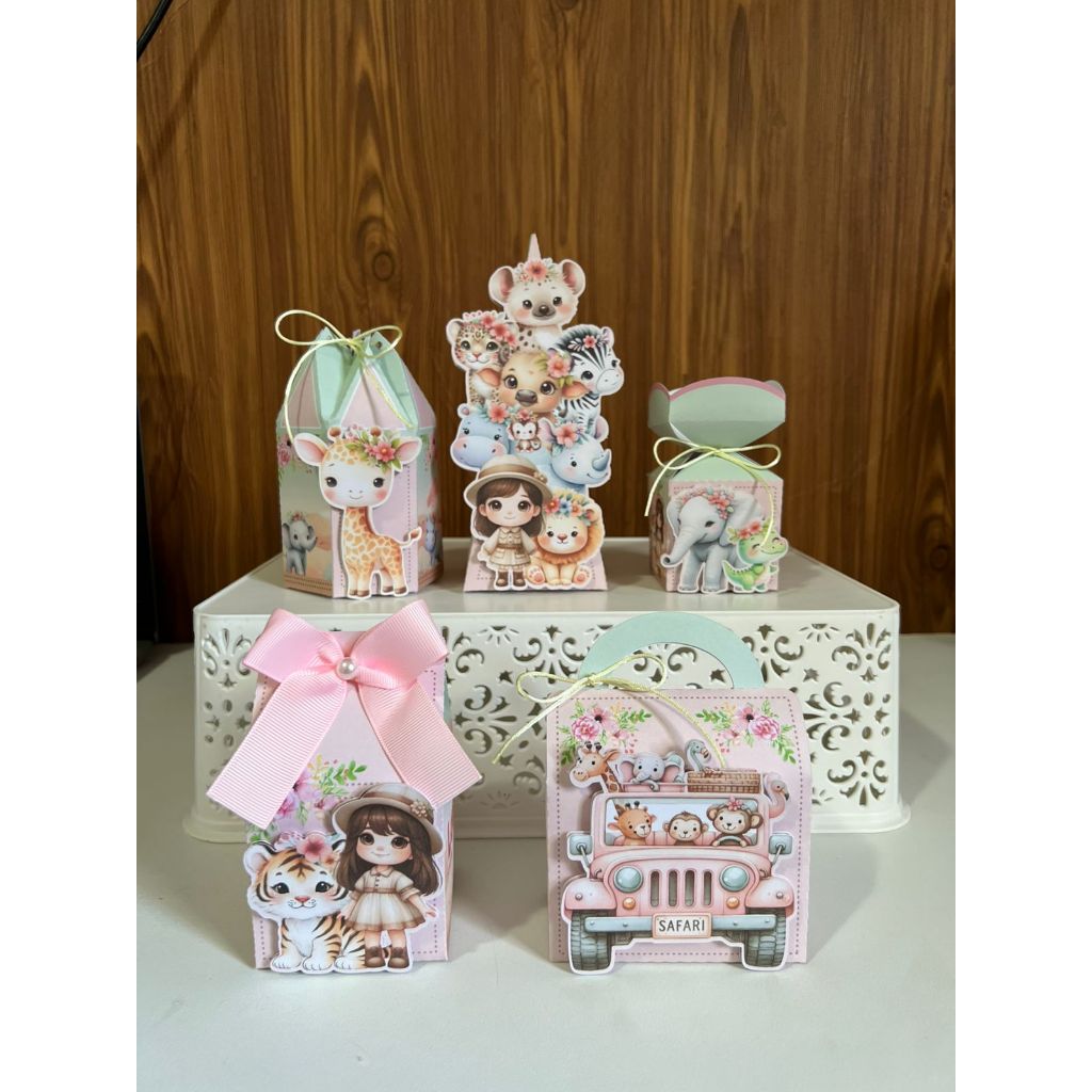 Kit Festa Personalizado |Caixinha Personalizada para Lembrancinha | Festa infantil Safari | Aniversário | Vários temas
