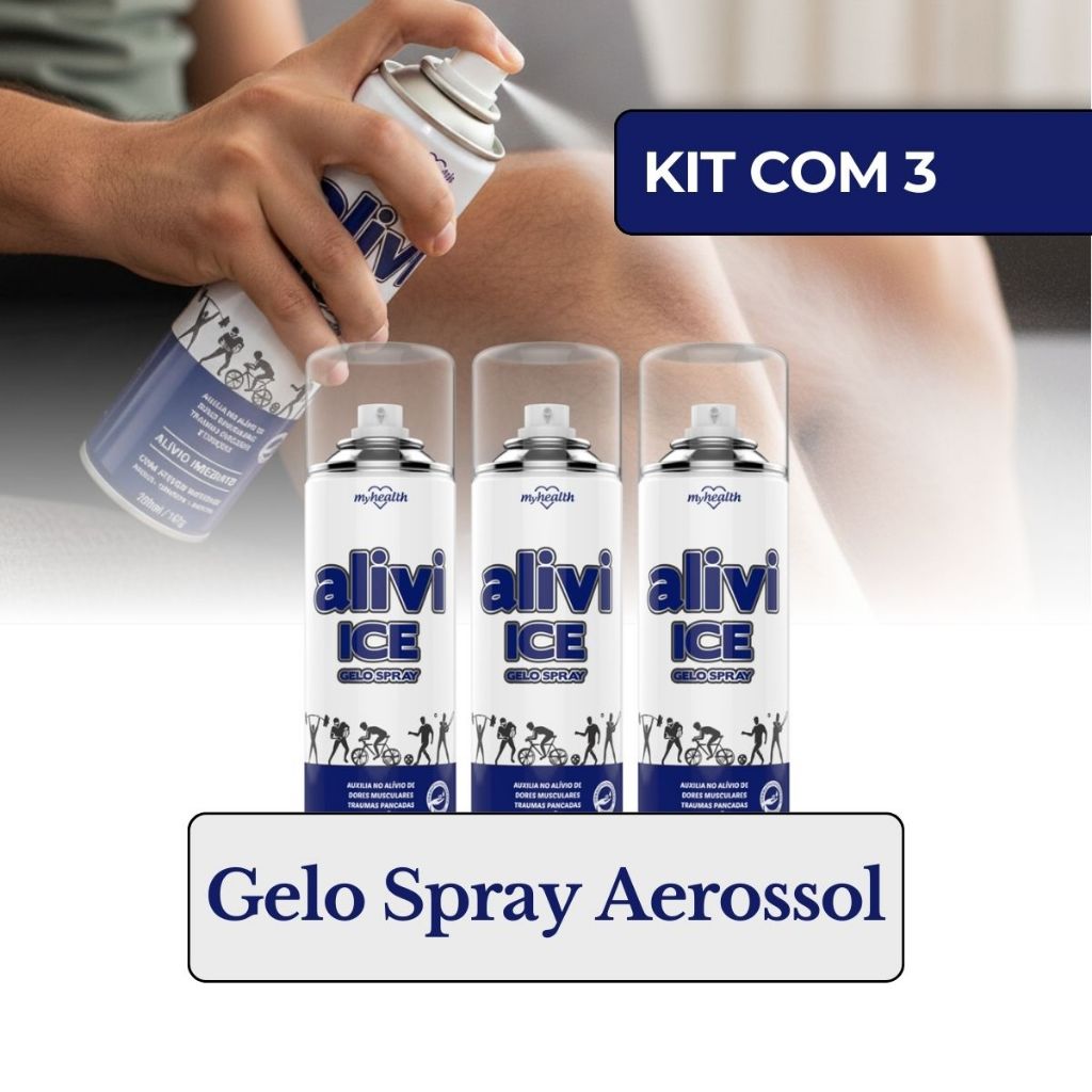 3x Spray Gelo Alivi Ice Alivio Imediato Da Dor Muscular Pancada Torção Atleta Pancada Mentol Arnica