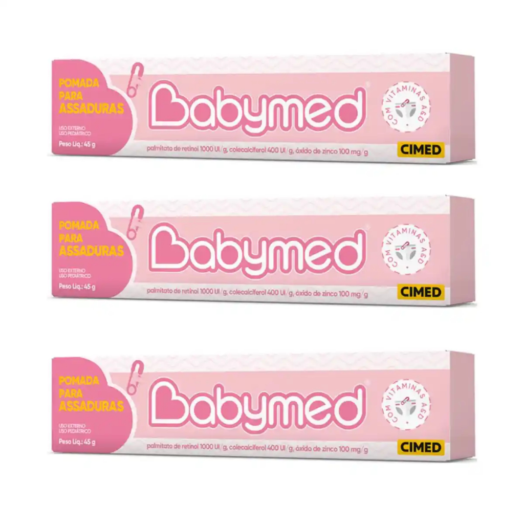Kit 3 Pomadas Babymed Para Assadura Menina 45g