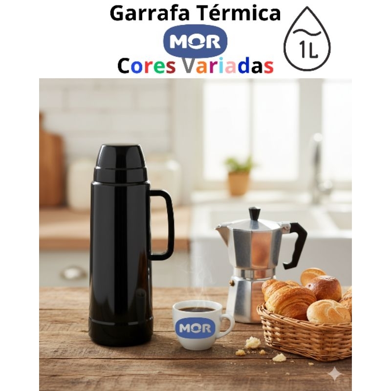 Garrafa Térmica MOR 1 Litro – Conserva Bebidas Quentes e Frias | Alta Qualidade