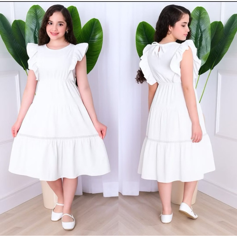 Vestido Juvenil Infantil com elastico na cintura e com babado com forro e renda na saia