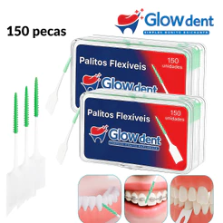 Kit 150 Escovas Interdentais Silicone Macio Limpeza Bucal Profunda Remove Placa Higiene Oral Dentes