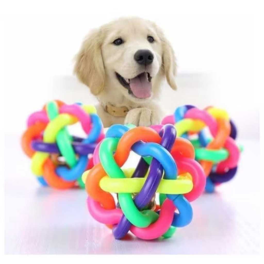 Brinquedo Bola com Guizo Colorida para Gatos e Cachorros