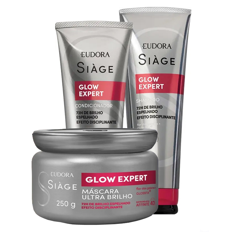 Combo Siàge Glow Expert: Shampoo 250ml + Condicionador 200ml + Máscara Capilar 250g Eudora