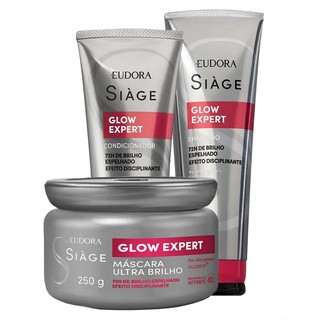 Combo Siàge Glow Expert: Shampoo 250ml + Condicionador 200ml + Máscara Capilar 250g Eudora