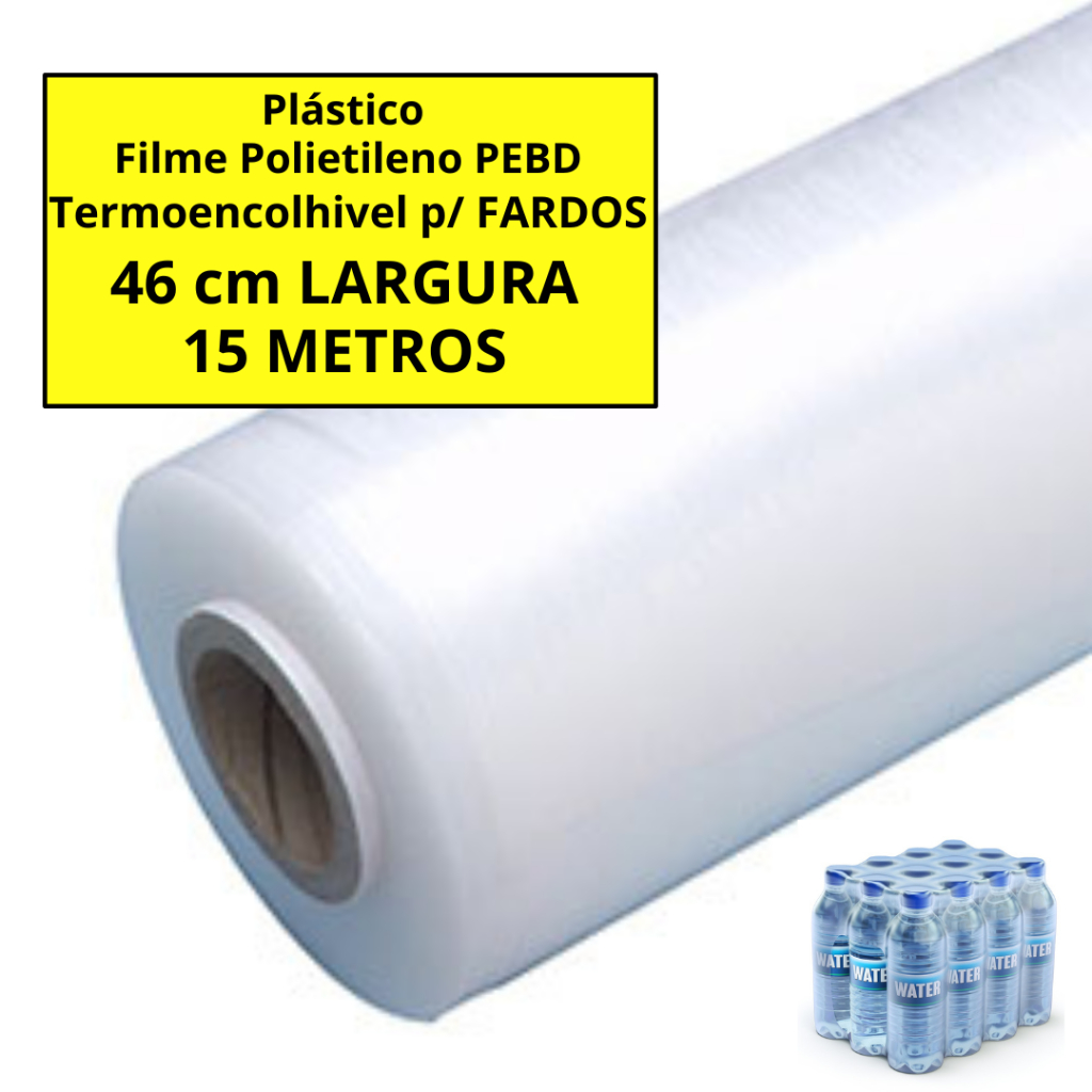 Bobina Filme Polietileno Termoencolhível 46 cm - 15 metros Agrupe seus produtos em fardos com PEBD/PE Contrátil