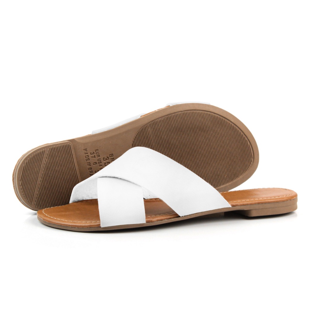 Sandália Rasteira Ano Novo Com Tiras 2x1 Moda Blogueira Lançamento em Oferta na Shopee