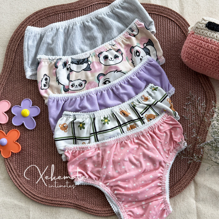 Kit Calcinhas Infantis Algodão Estampadas Coloridas e Confortaveis Dia Dia Menina Criança