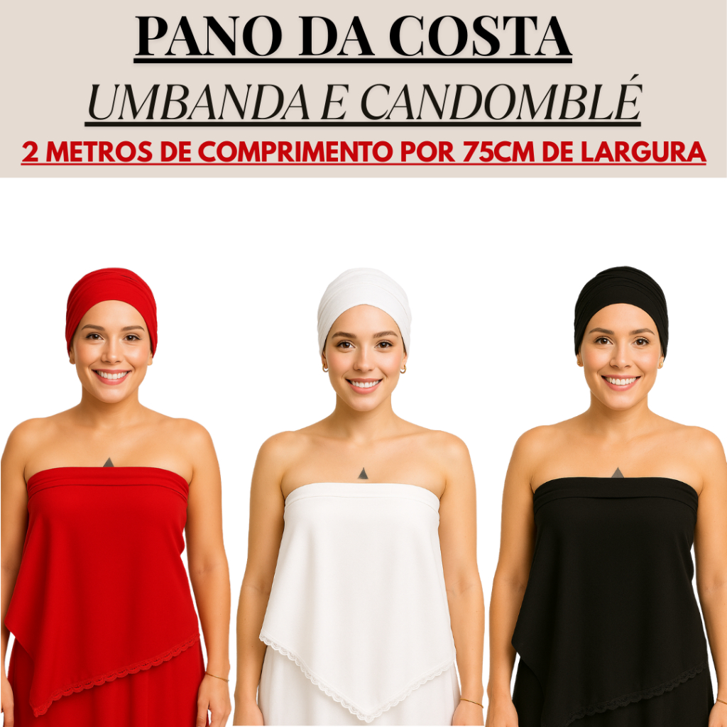 Pano da Costa Umbanda e Candomblé com Renda Premium 2 Metros de Comprimento por 75cm de Largura