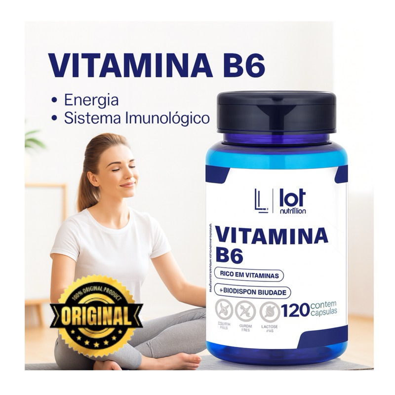 Vitamina B6 Piridoxina 120 Cápsulas Sistema Nervoso Hormonal Metabólico Lot Nutrition