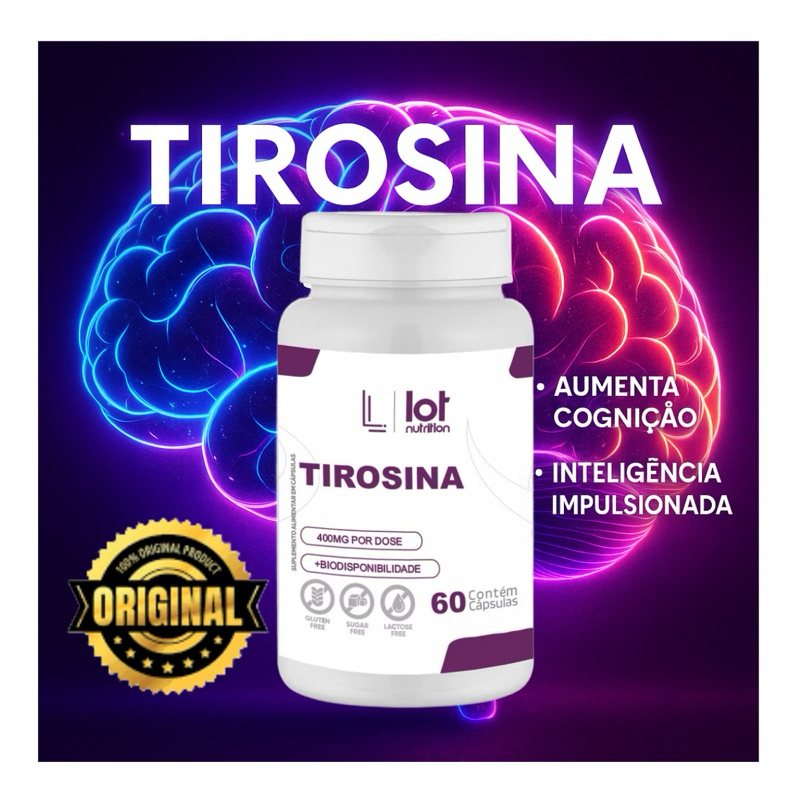 Tirosina 400mg 60 cápsulas Foco Cognitivo Performance Mental Lot Nutrition em Oferta na Shopee