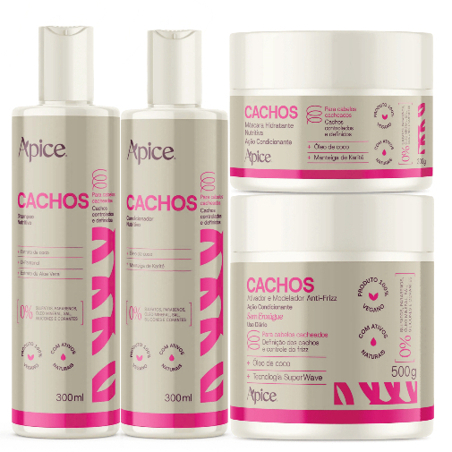 Kit Apse Cachos Essence Shampoo, Condicionador, Ativador e Máscara - 4 itens