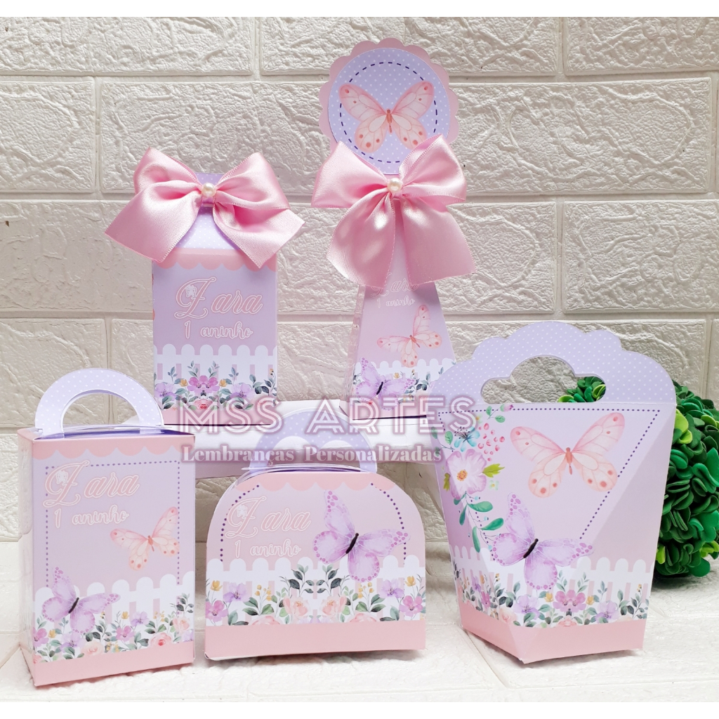 Kit de Caixinhas  Personalizadas do Jardim das Borboletas | Lembrancinhas | Mimos | Caixinhas para festa - PEGUE E MONTE