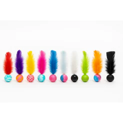 Kit 10 Bolinhas Interativas para Gatos Silicone Colorido com Penas Brinquedo Antiestresse Exercício