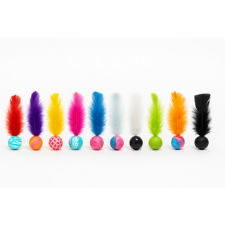 Kit 10 Bolinhas Interativas para Gatos Silicone Colorido com Penas Brinquedo Antiestresse…