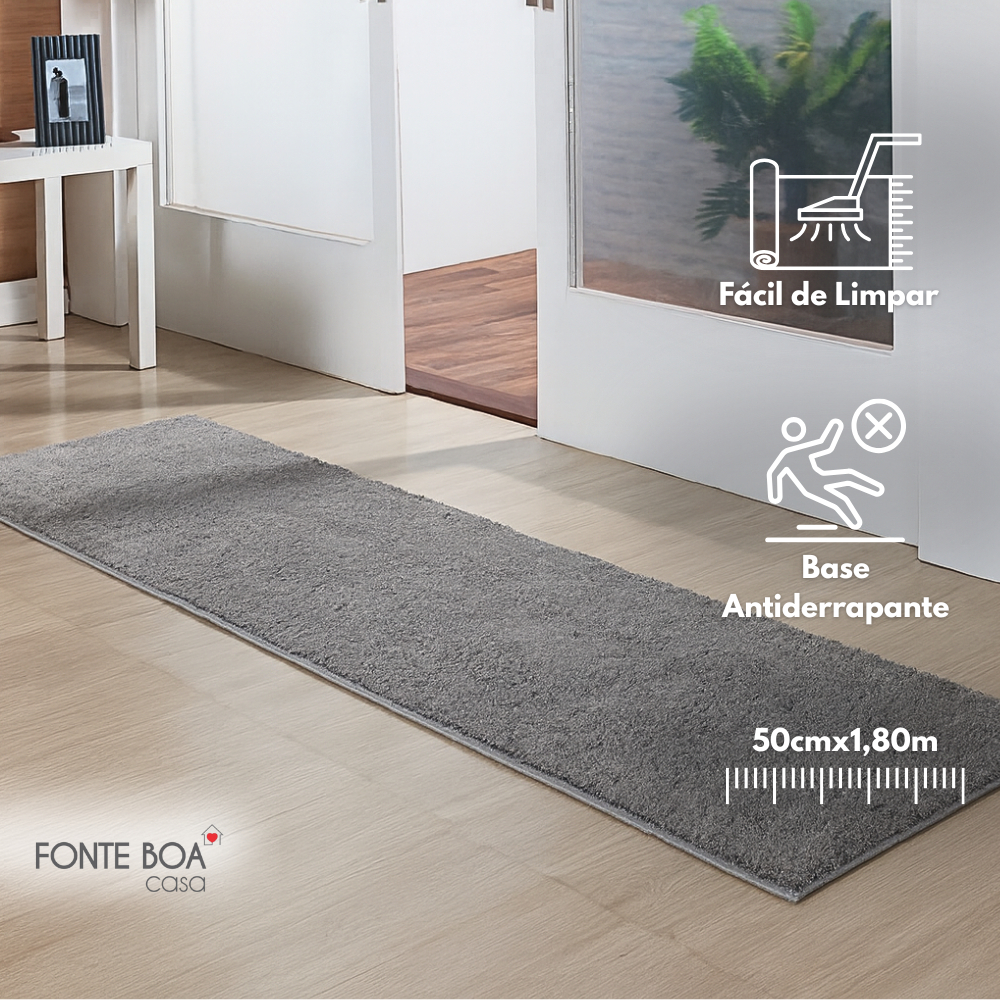 Tapete Passadeira Sala Quarto Cozinha Corredor Antiderrapante Felpudo 50X1,80m Várias Cores Oasis