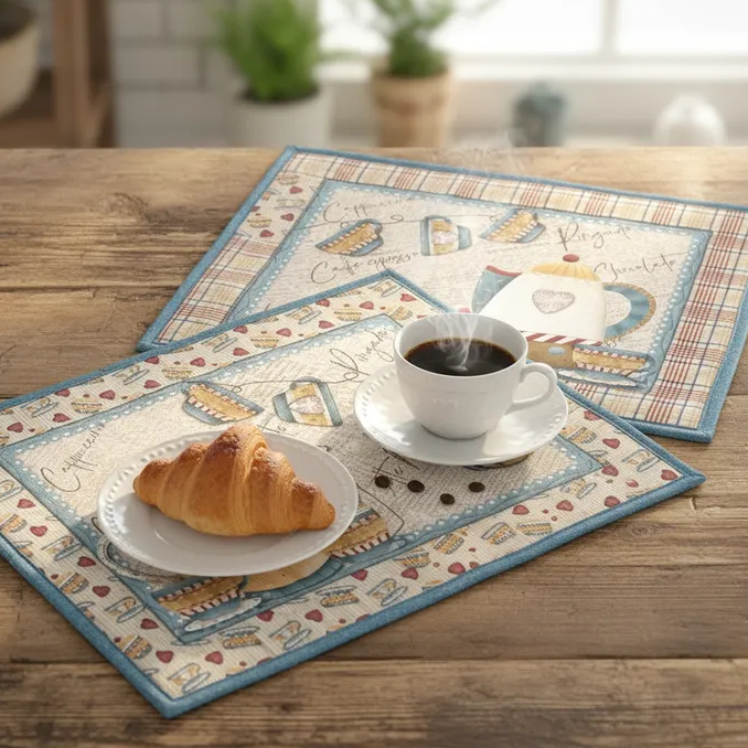 COLEÇÃO AMOR E CAFÉ (Painel  Jogo Americo e Composês) - 100% Algodão  - MEDIDAS : a partir de 0,50 x 1,50m