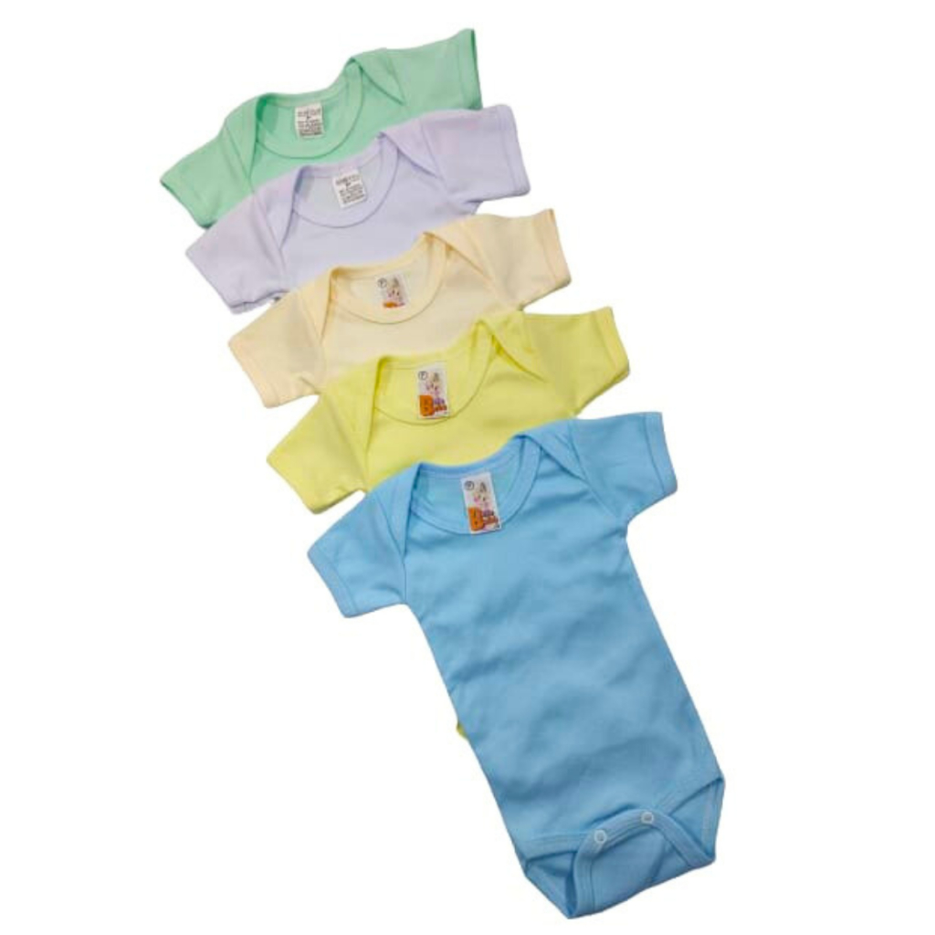KIT COM 5 - Body Bebê Manga Curta Malha Canelada Menino Menina  Várias Cores- Fabricação Própria em Oferta na Shopee