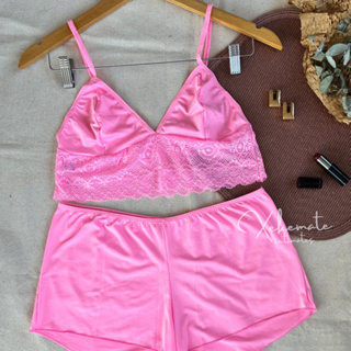 Conjunto de Lingerie Sem Bojo Baby Doll Renda Liganete Shortinho Lingerie Feminina Moda Intima em Oferta na Shopee